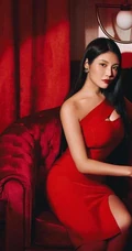 徐冬冬气质紧身连衣红裙柔美婀娜写真美照