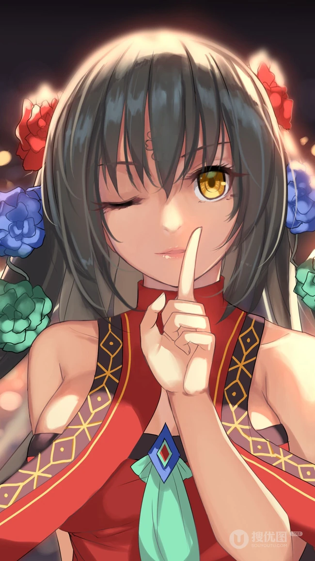 做萌表情的古风动漫少女高清手机壁纸