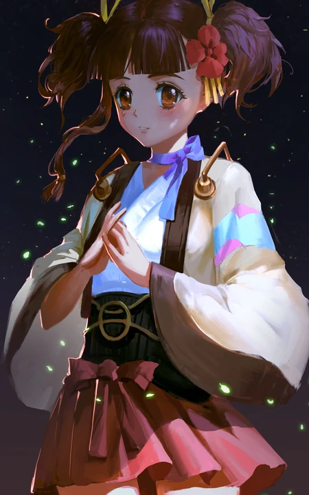 双马尾大眼日系风格动漫少女插画个性手机壁纸