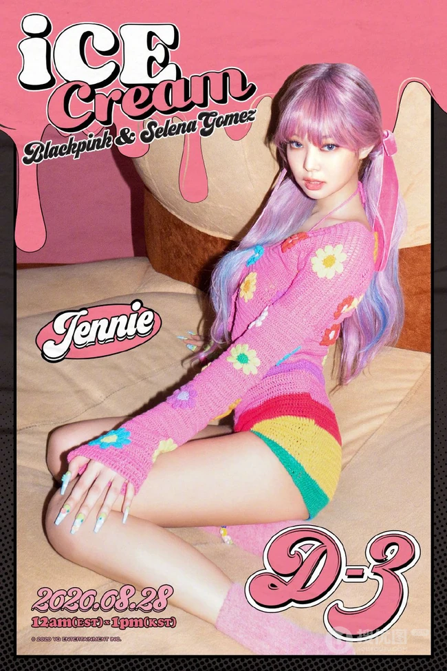 BLACKPINK四美成员化身甜甜粉系少女，为新曲《Ice Cream》做宣传