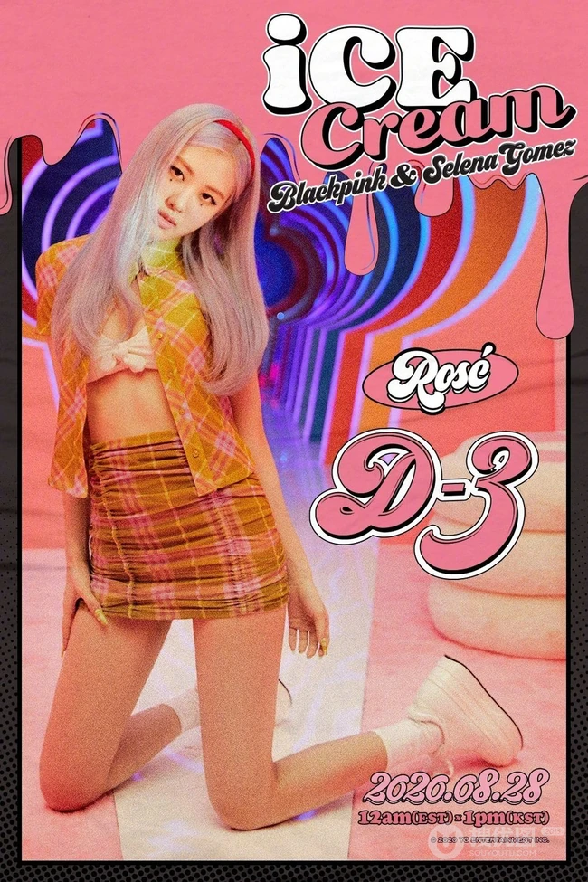 BLACKPINK四美成员化身甜甜粉系少女，为新曲《Ice Cream》做宣传