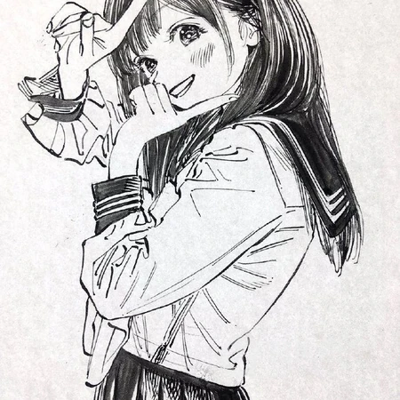 独一无二与众不同手绘铅笔画可爱动漫学生少女临摹纯手稿头像图片