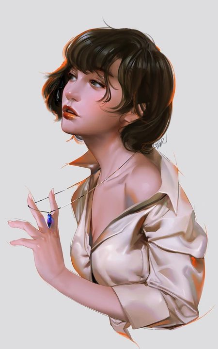 3D写实画风动漫短发美女手机壁纸