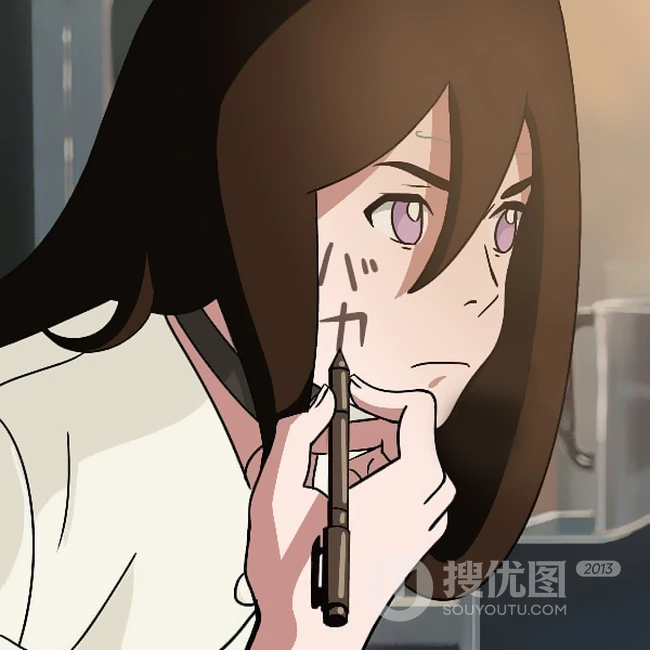 在自己脸上写字的火影忍者人物可爱，呆萌，酷帅，认真插画图片