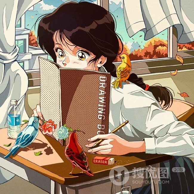 旧漫风，日系复古旧漫风城市街头，街角里生活的城市女人插画美图