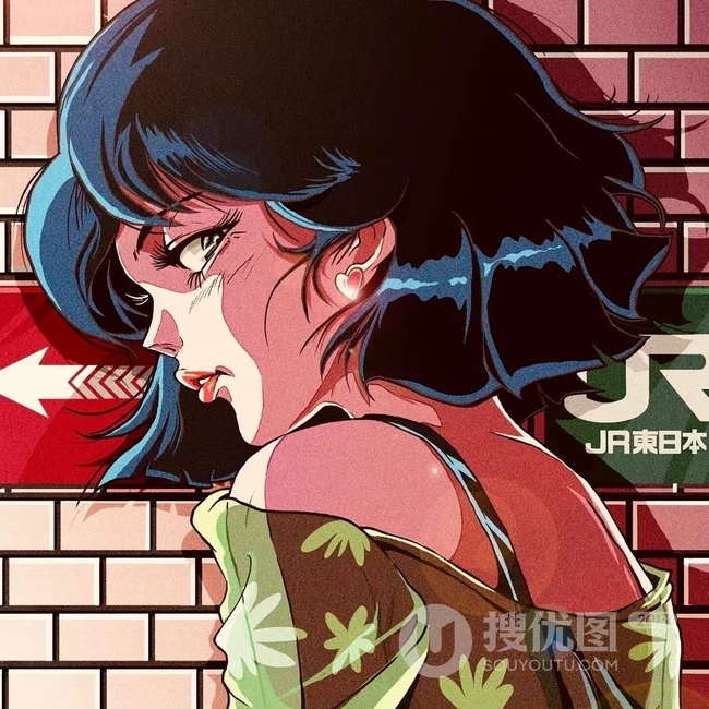 旧漫风，日系复古旧漫风城市街头，街角里生活的城市女人插画美图