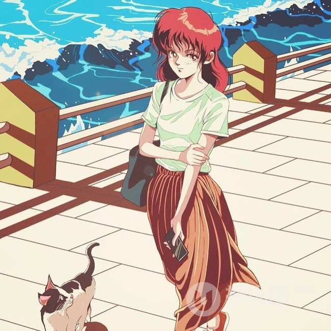 旧漫风，日系复古旧漫风城市街头，街角里生活的城市女人插画美图