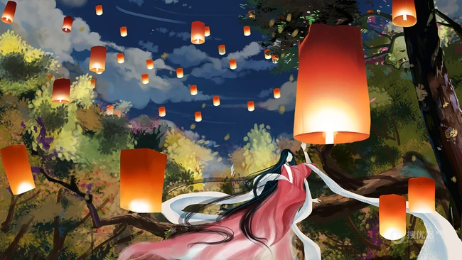 创意中元节（鬼节）卡通黑白无常、古风、中国风、钟馗等唯美插画壁纸图片