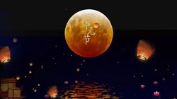 中国传统祭祖节日中元节（七月半）唯美高清放河灯、孔明灯等壁纸图片