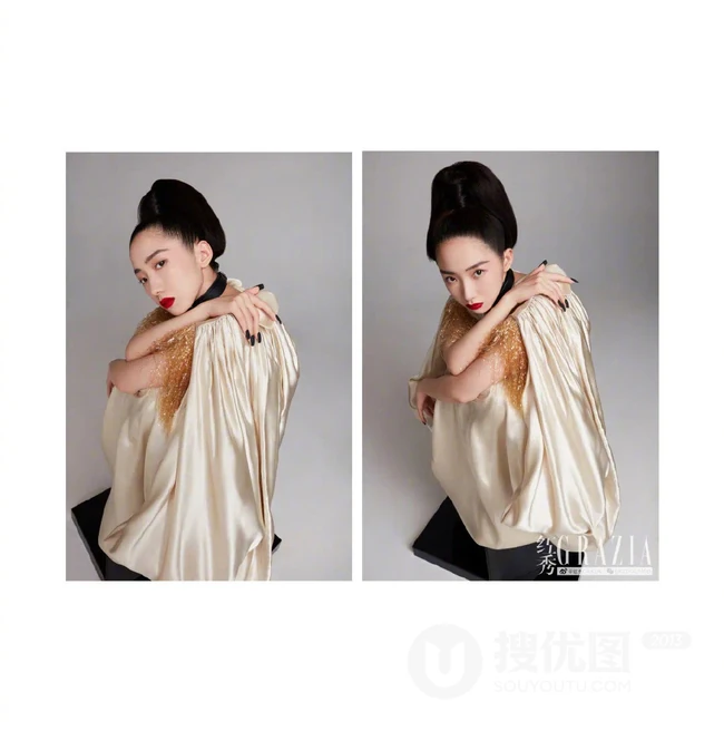 孟美岐个性《红秀》杂志写真，玩转黑与红两种色彩元素，时尚动感又动人
