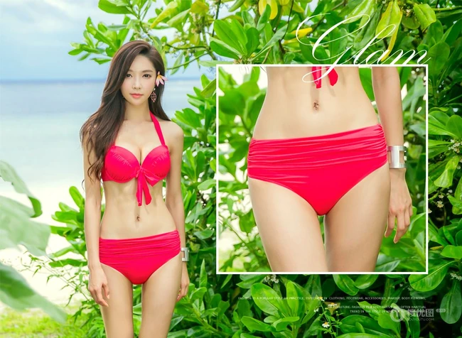 精选匀称身形女生模特儿朴秀妍沙滩泳装系列高挑气质写真照片图集