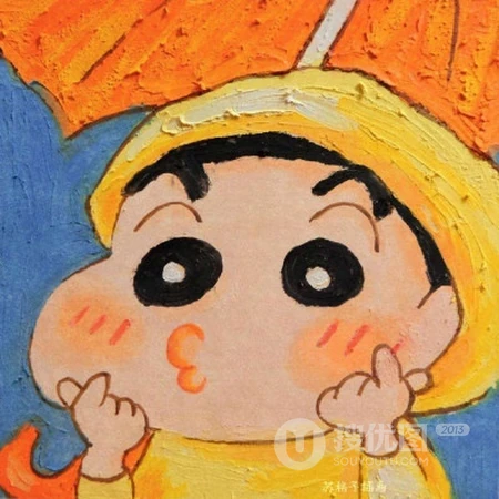 脸蛋就像猴子红屁股似的蜡笔小新，蜡笔小可爱搞怪水彩插画头像图片