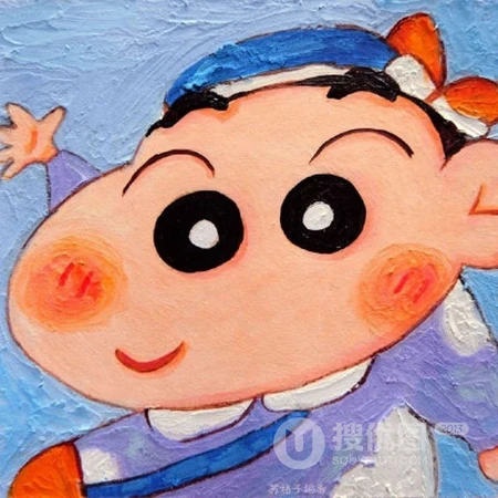 脸蛋就像猴子红屁股似的蜡笔小新，蜡笔小可爱搞怪水彩插画头像图片