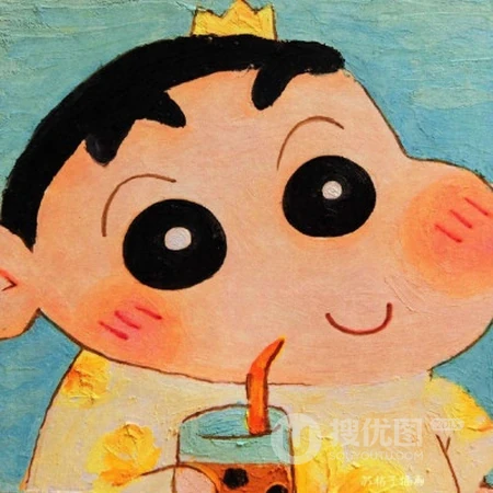 脸蛋就像猴子红屁股似的蜡笔小新，蜡笔小可爱搞怪水彩插画头像图片