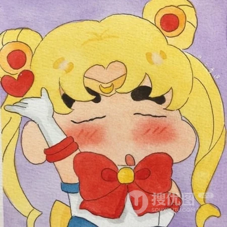 脸蛋就像猴子红屁股似的蜡笔小新，蜡笔小可爱搞怪水彩插画头像图片