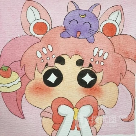脸蛋就像猴子红屁股似的蜡笔小新，蜡笔小可爱搞怪水彩插画头像图片