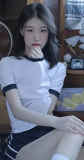 微卷长发气质校花少女运动体操服短裤，长筒袜居家悠闲写真图片