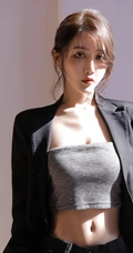 高颜值小脸女生轻熟黑色西装礼裙衣搭配大秀匀称线条纤细纤细线条高清图片