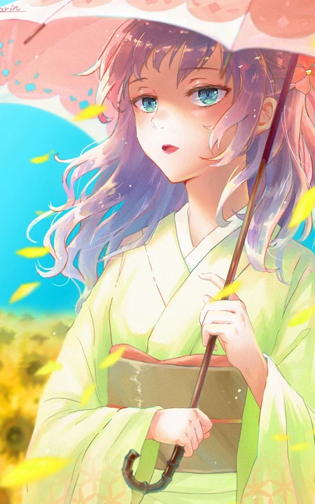撑着不同雨伞的二次元少女精选高清唯美图片集