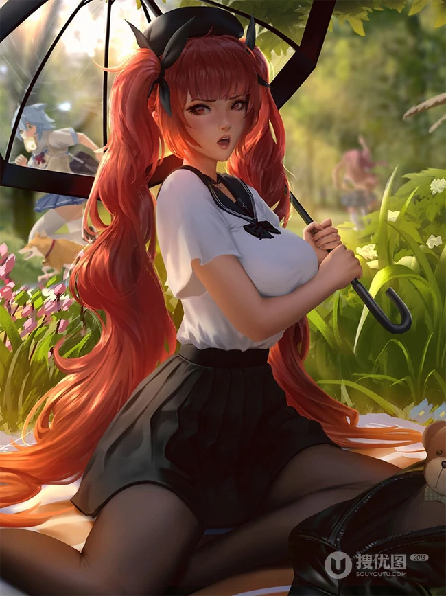 撑着不同雨伞的二次元少女精选高清唯美图片集