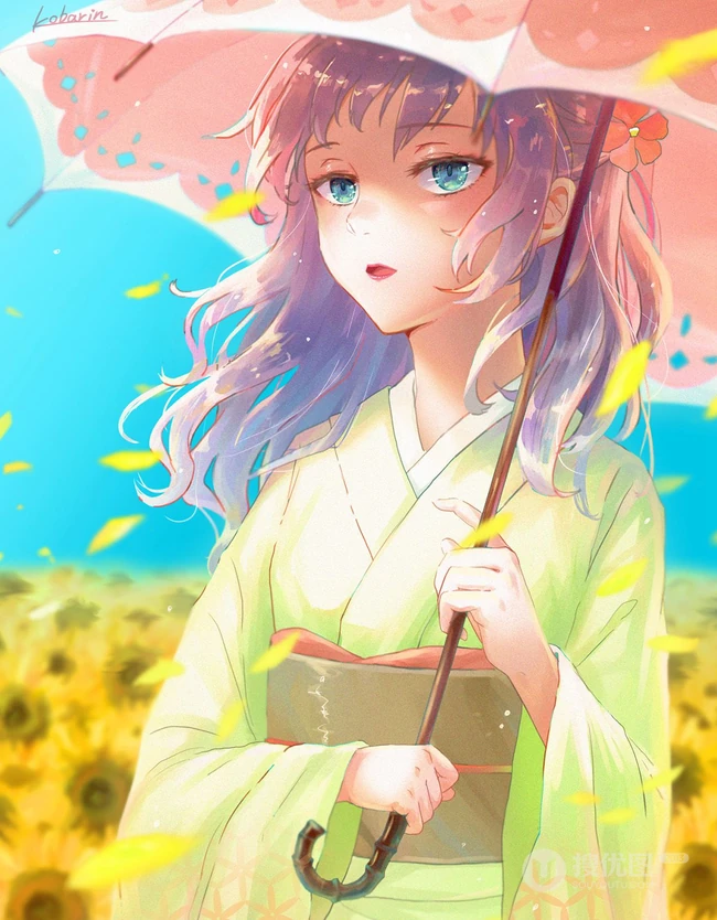 撑着不同雨伞的二次元少女精选高清唯美图片集