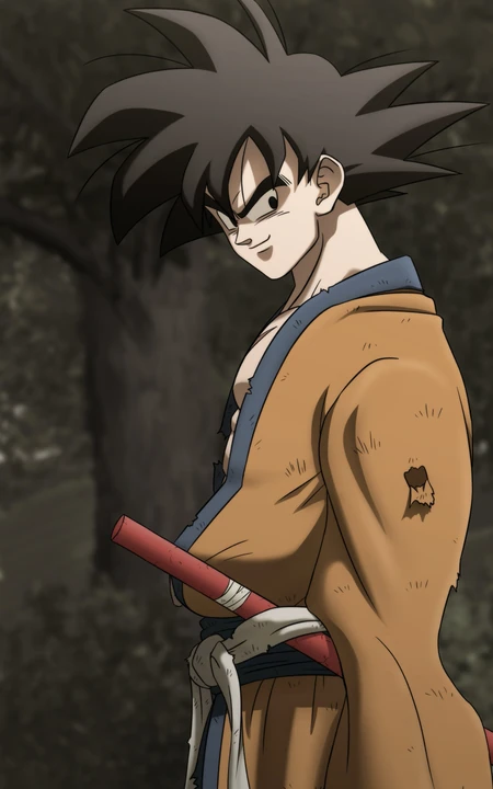 穿日本武士服装的动漫龙珠主角孙悟空的手机壁纸