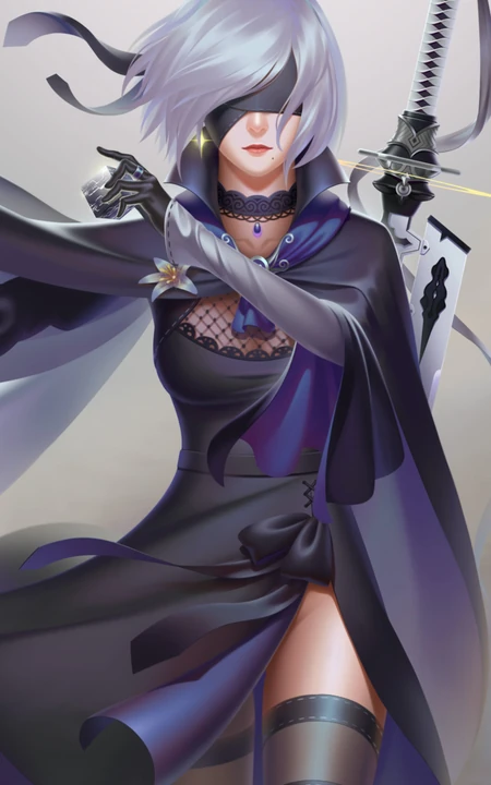 机械纪元蒙眼人物个性插画手机壁纸推荐