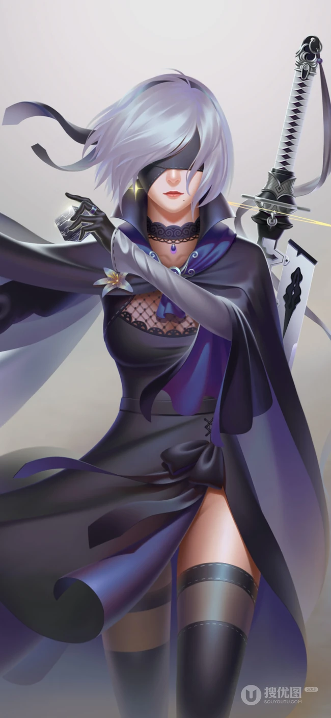 机械纪元蒙眼人物个性插画手机壁纸推荐