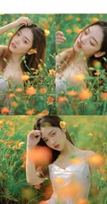 山花浪漫的花间超美肩带白裙少女唯美艺术摄影写真图集