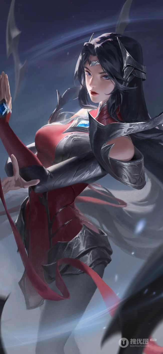身形性感穿着盔甲的动漫女战士手绘壁纸