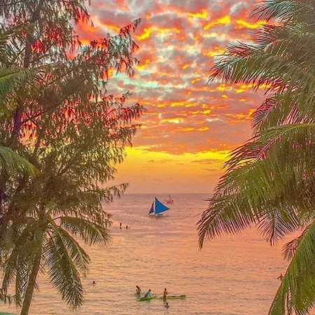 像朝阳或夕阳一般的超美橘红色系风景，夕阳，大海，静物等微信头像