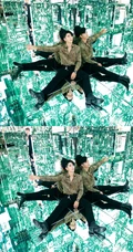 陈若轩豹纹装衬衣黑裤帅气光影写真照片