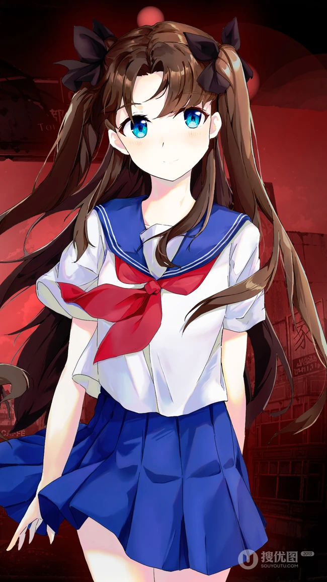 二次元大眼可爱穿校服的动漫少女手机壁纸推荐