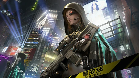 超酷来自未来的女特警警戒中的游戏场景插画壁纸