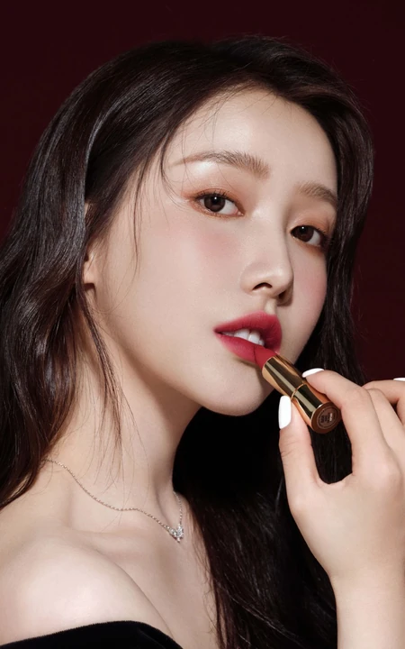 姜贞羽妆容精致超美高清近距离手拿口红代言写真