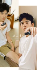 学院风盐系帅哥胡先煦清新休闲白T短裤写真图片