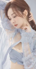 郑合惠子蓝色清爽透明长裙美丽仙气写真照片