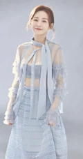 郑合惠子蓝色清爽透明长裙美丽仙气写真照片