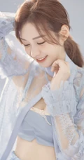 郑合惠子蓝色清爽透明长裙美丽仙气写真照片