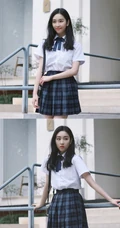 葛施敏学院风穿着清新清新白衫短裙户外写真