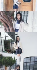 葛施敏学院风穿着清新清新白衫短裙户外写真