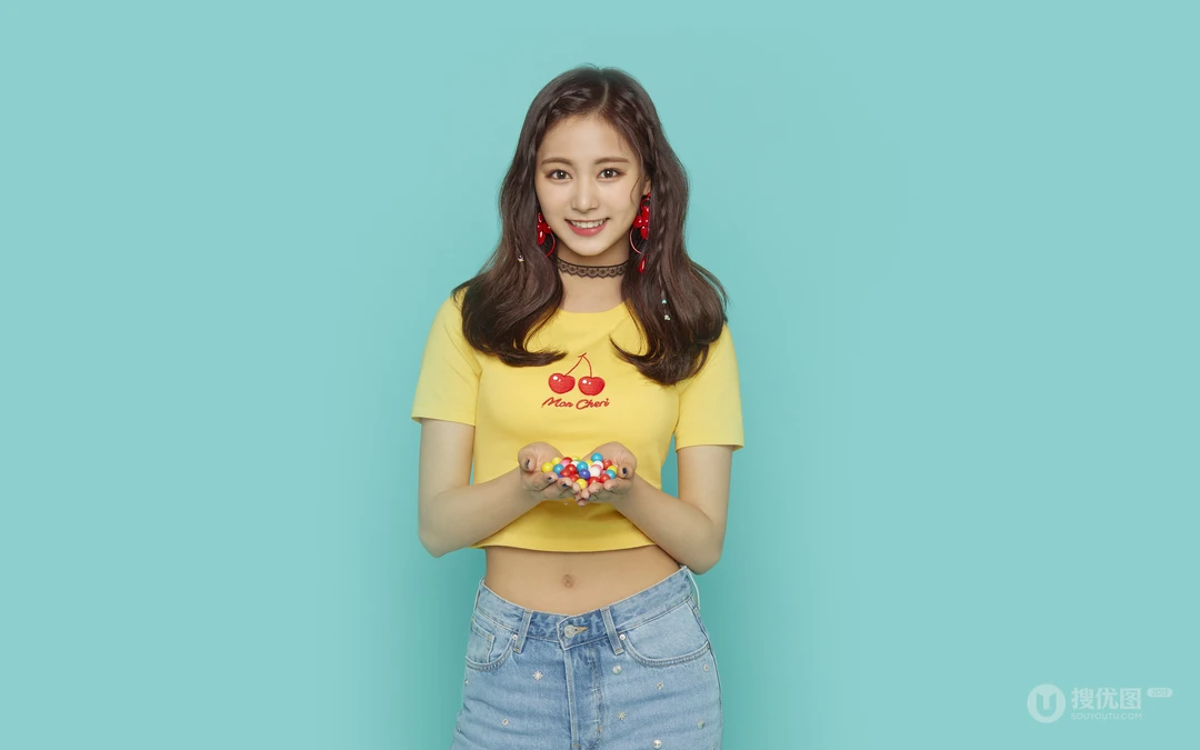 长得很好看的韩国女生以七彩纯色为背景的高清摄影电脑壁纸