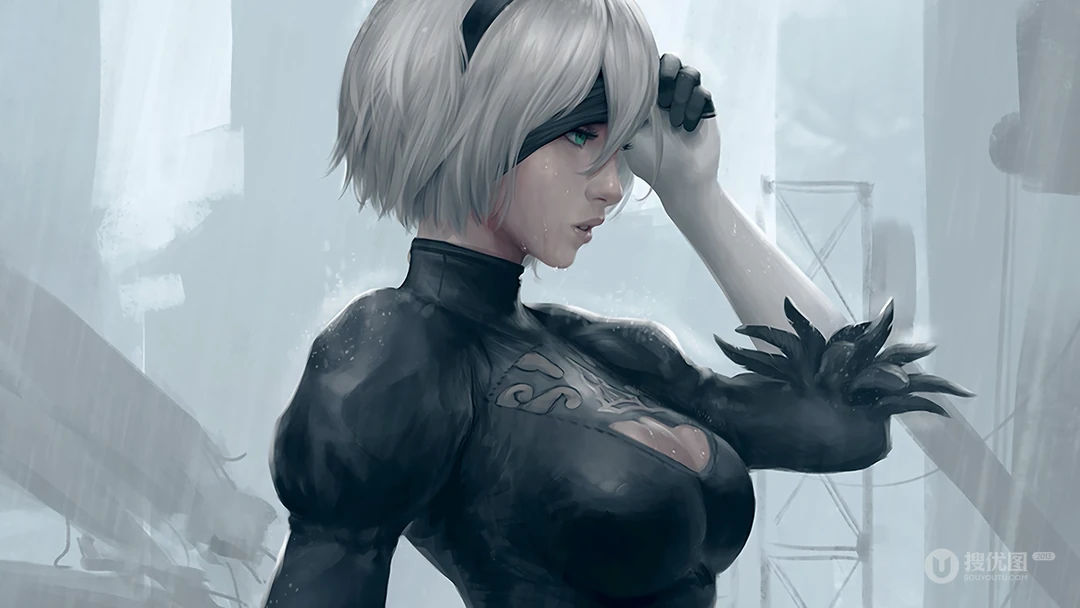 酷！继续更新机械纪元白发女主角电脑壁纸，近照人家插画系列
