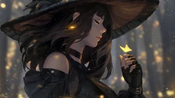 插画大神GUWEIZ人物插画壁纸系列之戴斗笠的独眼女孩角色
