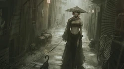 插画大神GUWEIZ人物插画壁纸系列之戴斗笠的独眼女孩角色
