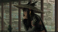 插画大神GUWEIZ人物插画壁纸系列之戴斗笠的独眼女孩角色
