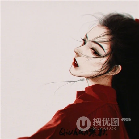 穿着不同款式红色衣服的手绘柔女生生，古装美人微信复古头像图片