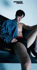 帅气肌肉男谷嘉诚造型上身显结实肌肉，八块腹肌霸气写真图集
