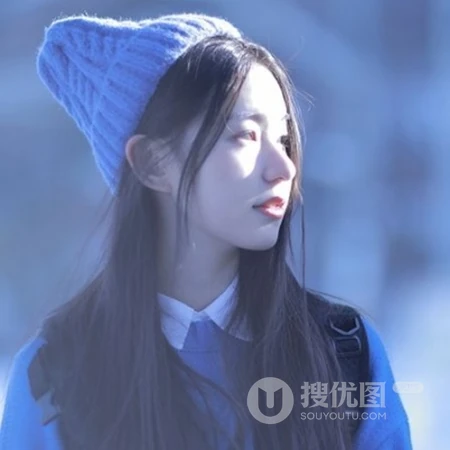 网图女生头像，雪地里的小清新，可爱，甜美蓝衣蓝帽少女头像图片