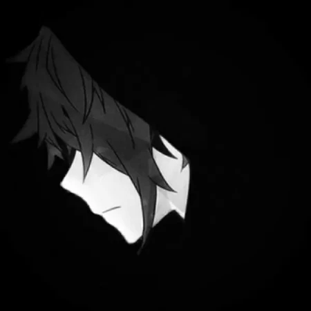 暗黑，个性，伤感动漫男生冷酷帅气的侧脸黑白头像图片
